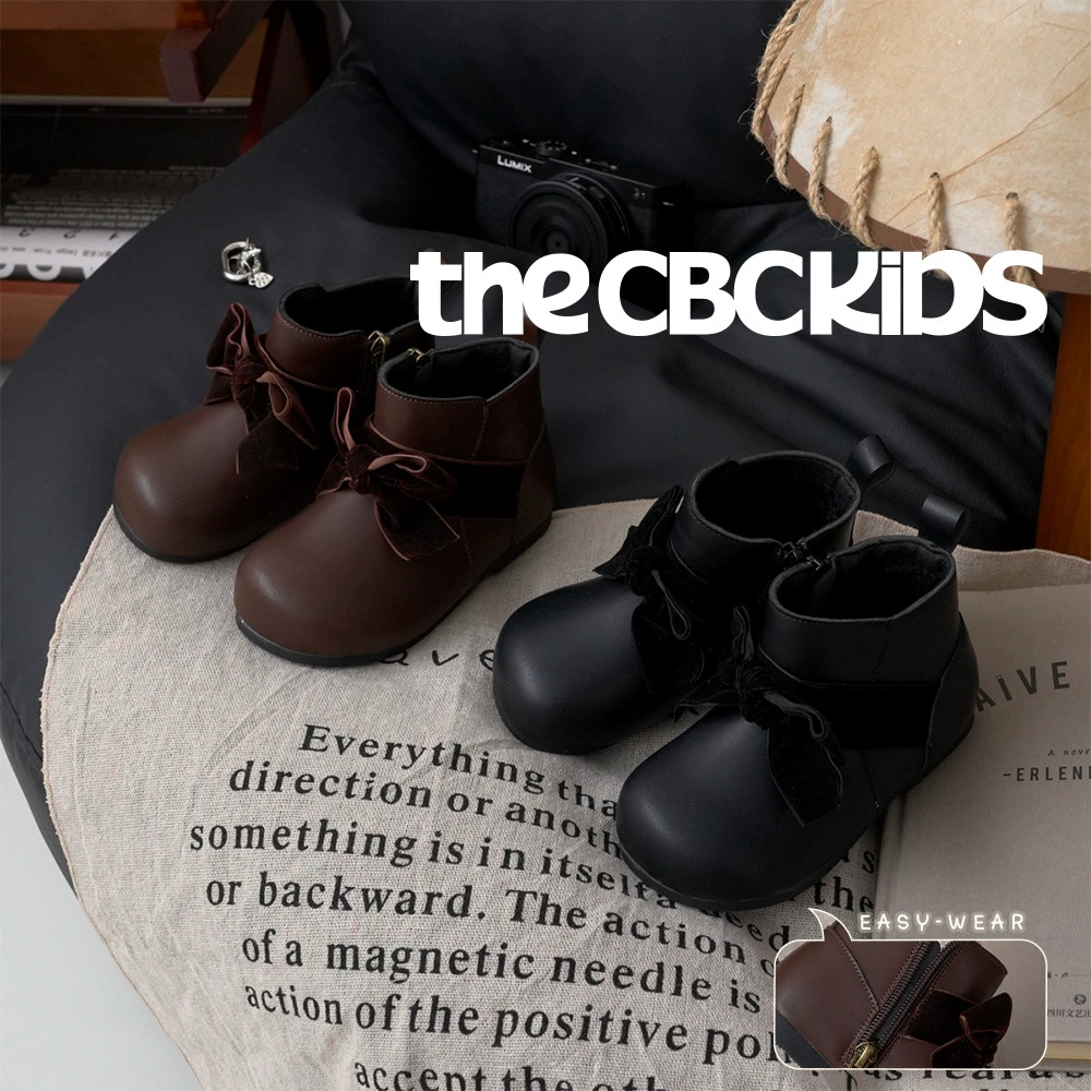 Сапожки "Round Skin Boots" от CBC для девочек, модные принцессные сапоги, весна-осень, однослойный бархат, бантик C247007