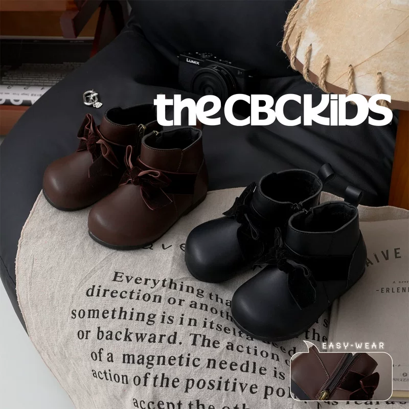 Сапожки "Round Skin Boots" от CBC для девочек, модные принцессные сапоги, весна-осень, однослойный бархат, бантик C247007
