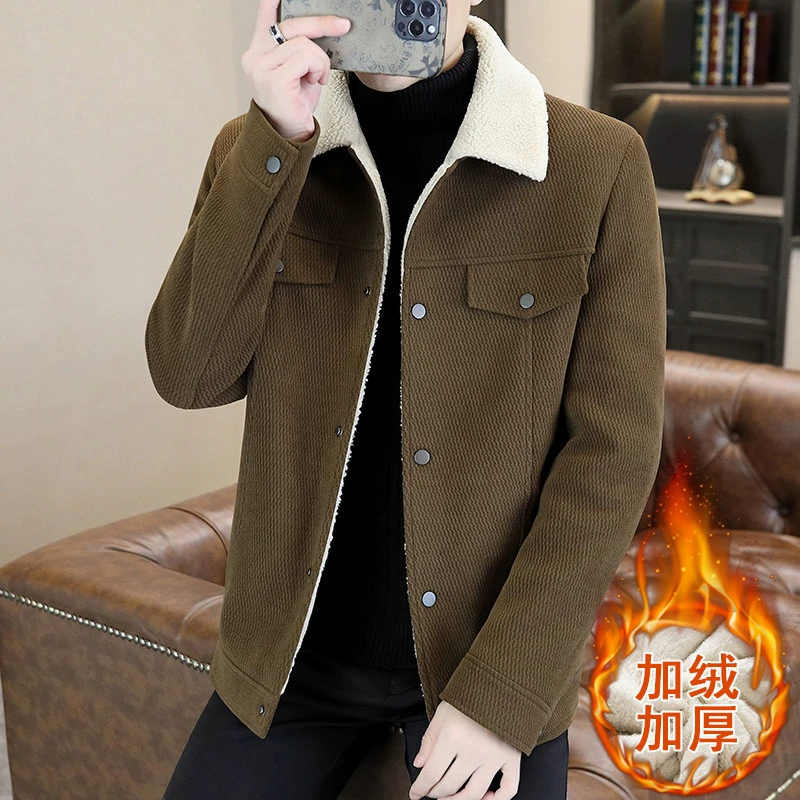2024 осень и зима Фабен шерстяная куртка из бараканья шерсть кашемир корейская версия повседневного сюртука плюс 1029