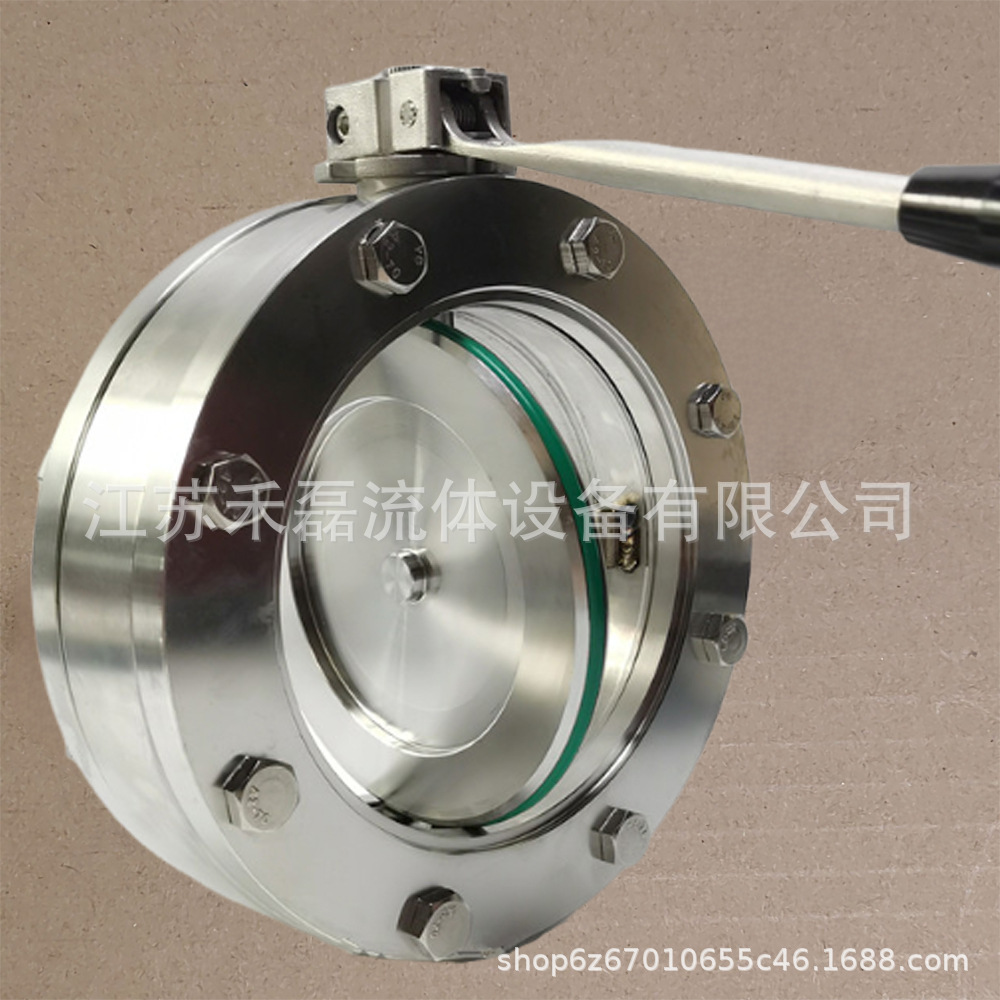 高真空负压蝶阀手柄对夹式200GID250粉末零泄漏石墨碳钢镀镍丁腈