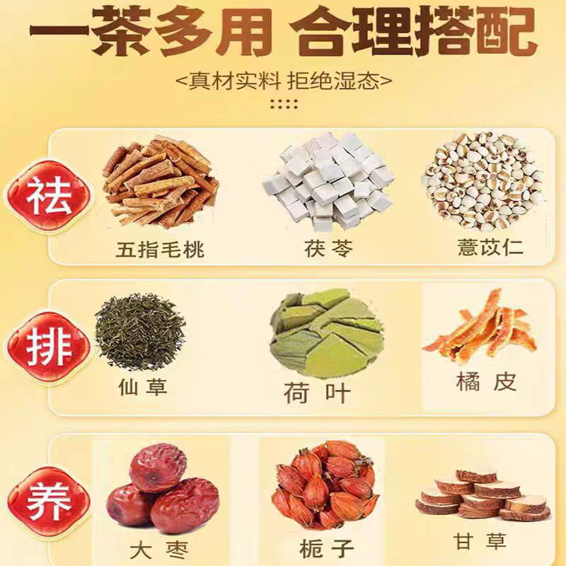 五指桃、ポリア茶、小豆、大麦、ゴルゴン、ポリア、健康維持、小袋、水に浸して飲む|undefined