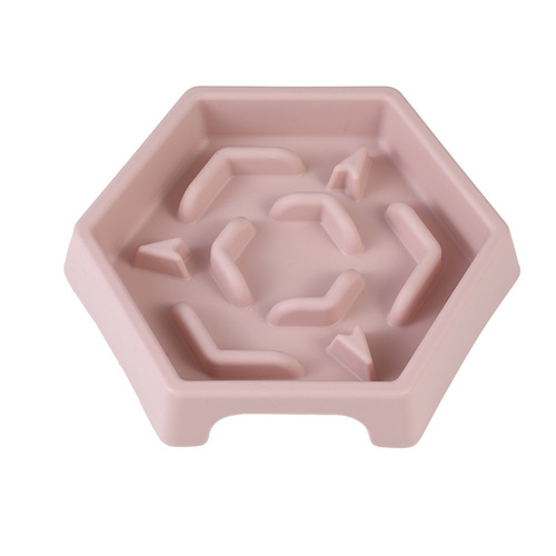 Pet supplies, anti-knock cat bowl, hexagonal dog bowl, food-grade plastic dog bowl, slow food plate, cross-border direct supply feeder