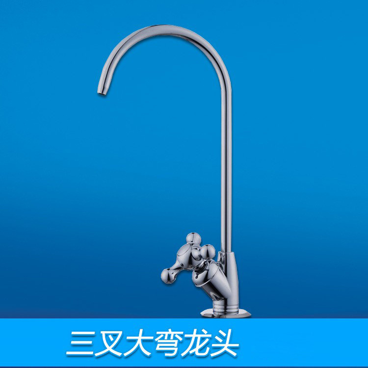 2 puntos de enchufe rápido codo de acero inoxidable purificador de agua grifo núcleo de cobre de alta calidad tres-tenedor grande curva recta grifo para beber