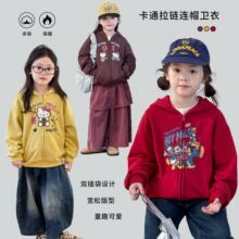 维木童装女童卫衣秋季2025新款洋气儿童连帽上衣开衫秋装宝宝衣服