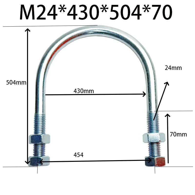 CB / T 3780 / 1997 - Pa / Pb galvanizado en forma de U tuerca gruesa perno alargado abrazadera de tubería