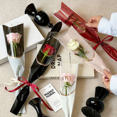 昌易 520情人節LOVE燙金單支袋玫瑰花束多支透明防水花藝鮮花包裝