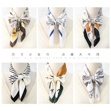 复古马车四叶草方巾丝巾女防晒沙滩ins仿真丝百搭丝巾领巾批发