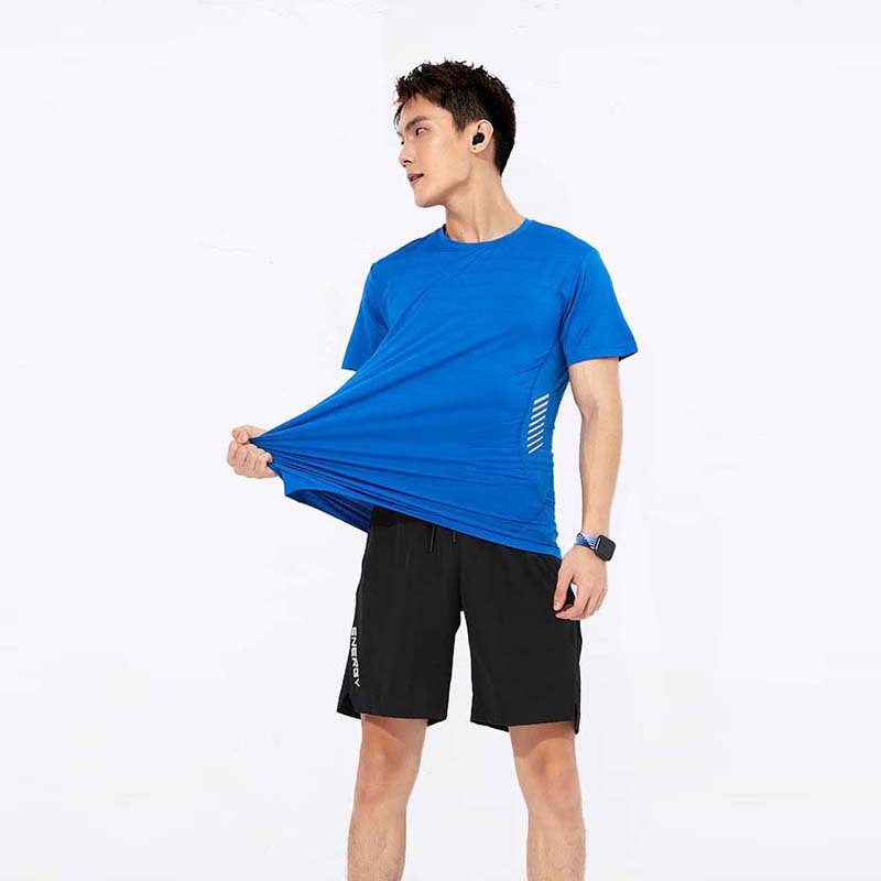 Camiseta deportiva de verano para hombre, de secado rápido, informal, para correr, baloncesto, entrenamiento, holgada, transpirable, de seda helada, de manga corta, al por mayor