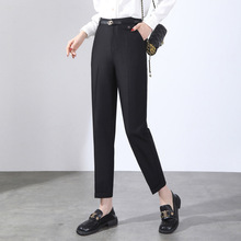 品牌高档秋冬休闲西裤正装OL职业女士哈伦裤垂感九分小脚裤配腰带