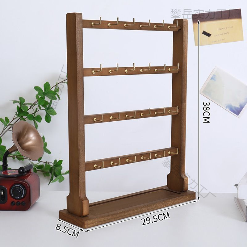 Solid Wood Keychain Earring Display Stand with Hooks for Storing Jewelry, Earrings, Accessories, Necklaces, and Bracelets