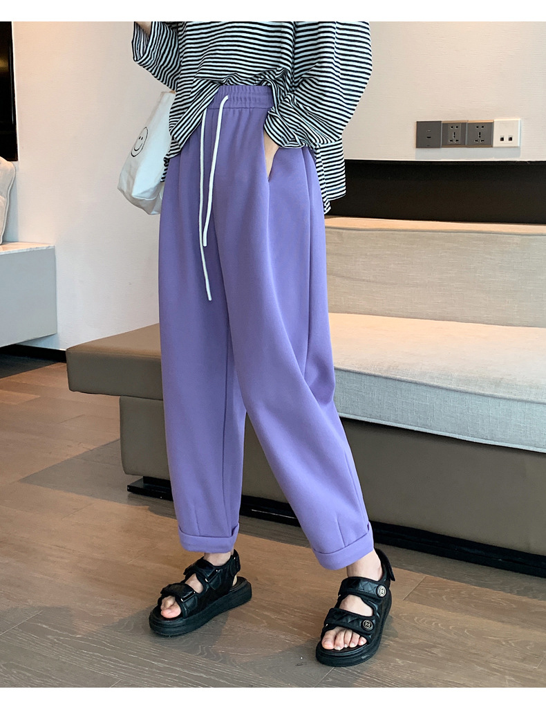 Grey sportswear pants, Minnie Spring and Autumn radish dad pants, loose straight-leg casual Harem sweatpants with flared cuffs pic 24