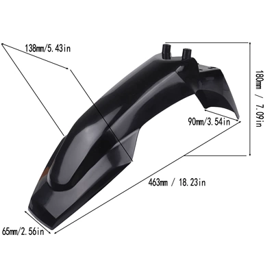 Wholesale electric off-road motorcycle front and rear carbon fiber mudguards, modified for KUGOO Tuttio (Motorcycle Fender) - black-modified-front-fender
