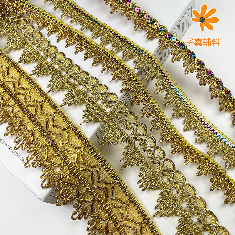 平阳花边金银丝三角皇冠花边娃娃手工DIY装饰带苗族民族服装辅料
