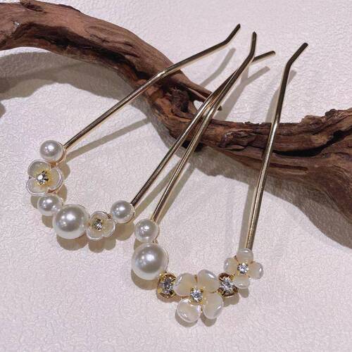 Korean celebrity-inspired minimalist floral metal daily hairpin buns U-shaped hair accessory, elegant and youthful hairpin decoration