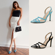 2025夏季新款欧美尖头PVC细跟女鞋包头女士高跟凉鞋外贸41