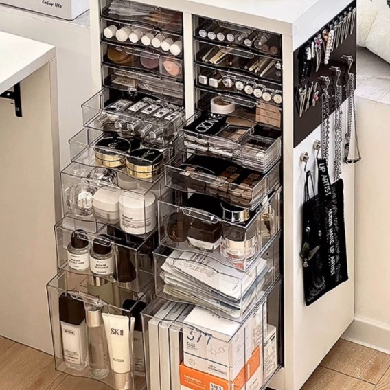 Drawer-Type Storage Cabinet for Snacks, Nail Polish, Multi-Layer Storage Cabinet for Bedroom, Cosmetics, Feeding Table, Floor-Standing Storage Cabinet for Office