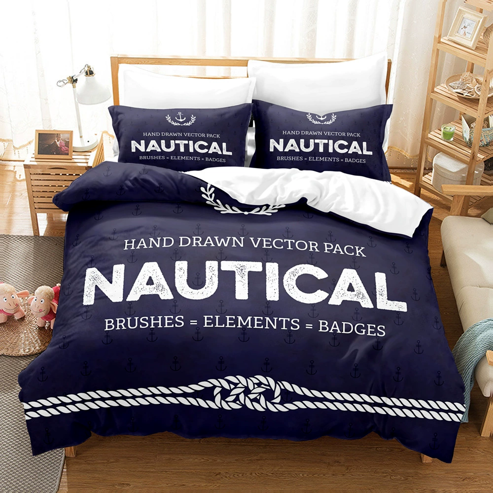 Marine set, duvet cover, pillowcase, Amazon, 3 piece set, 3D