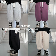 【清仓特价】儿童冬款韩版宝宝休闲运动裤字母压花加厚男童卫裤潮