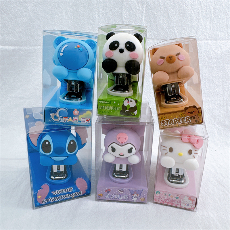 만화 실리콘 스티치 스테이플러 사무실 책상 학생용 스테이플러 문구류 소형 스테이플러