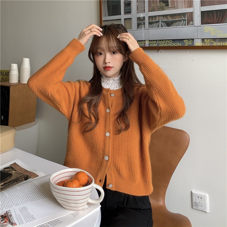Japanese retro sweater 2022 Autumn new style soft and fluffy knitted sweater, loose short cardigan jacket for women pic 33