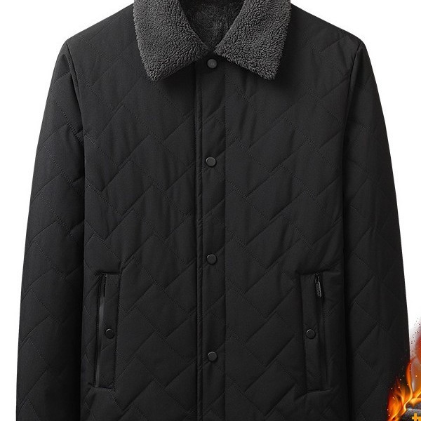 Dad-style fleece-lined jacket, high-end business cotton coat, men's loose-fit Jeep-style top, middle-aged men's jacket