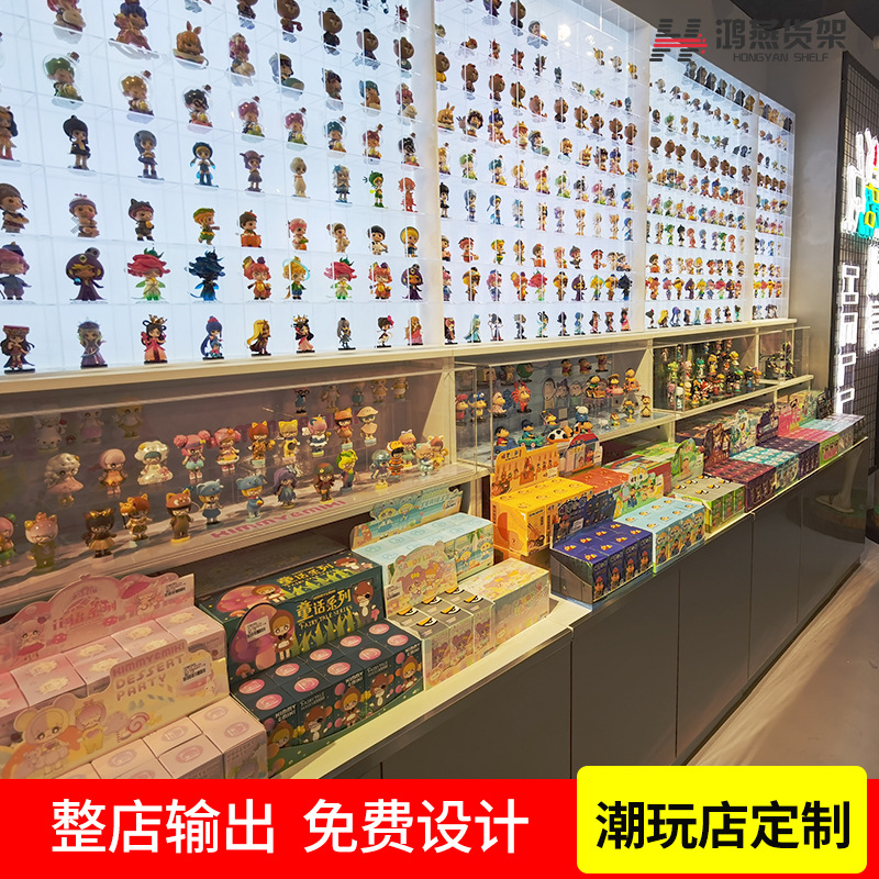 潮玩店货架谷子礼品盲盒手办玩具高达展示架娃娃机不锈钢展柜