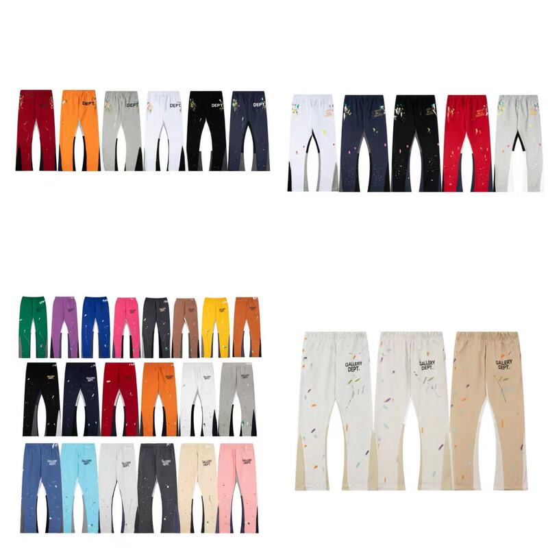 Gallery Dept Spliced Graffiti Patch Micro-Flared Pants for Men and Women, Loose Sports High Street Pants and Sweatpants