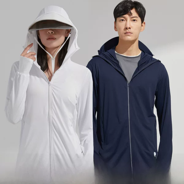 Upf50+ Outdoor Ice Silk Sun Protection Clothing for Men with Brim, Sun Protection Clothing for Women, Uv Protection, Breathable Skin Clothing, Breathable and Lightweight