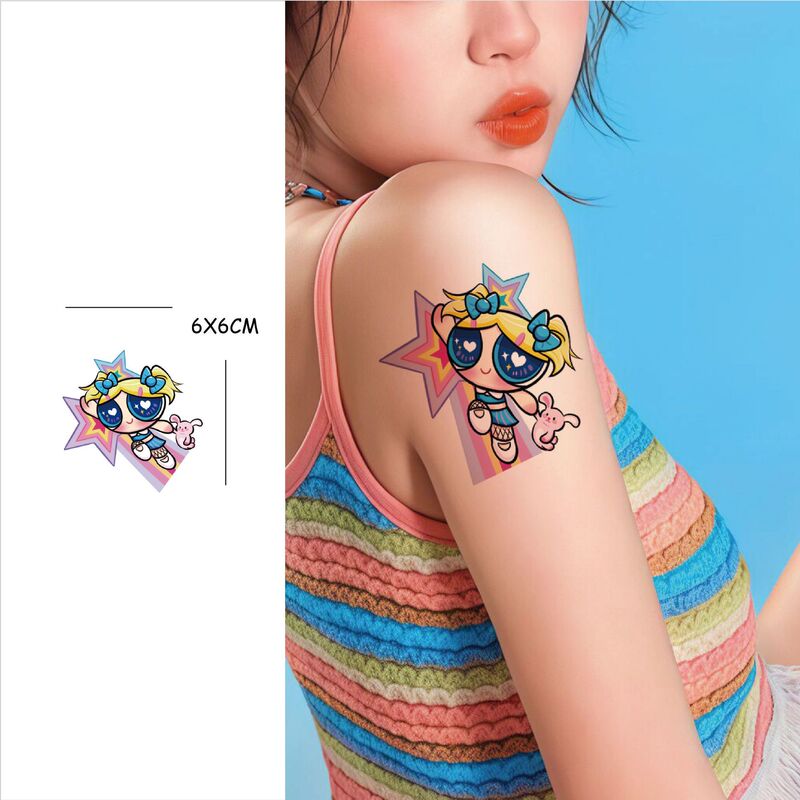 2025 Original Powerpuff Girls Tattoo Sticker Cute Cartoon Children Waterproof Long-lasting Simulation Dopamine Tattoo Sticker