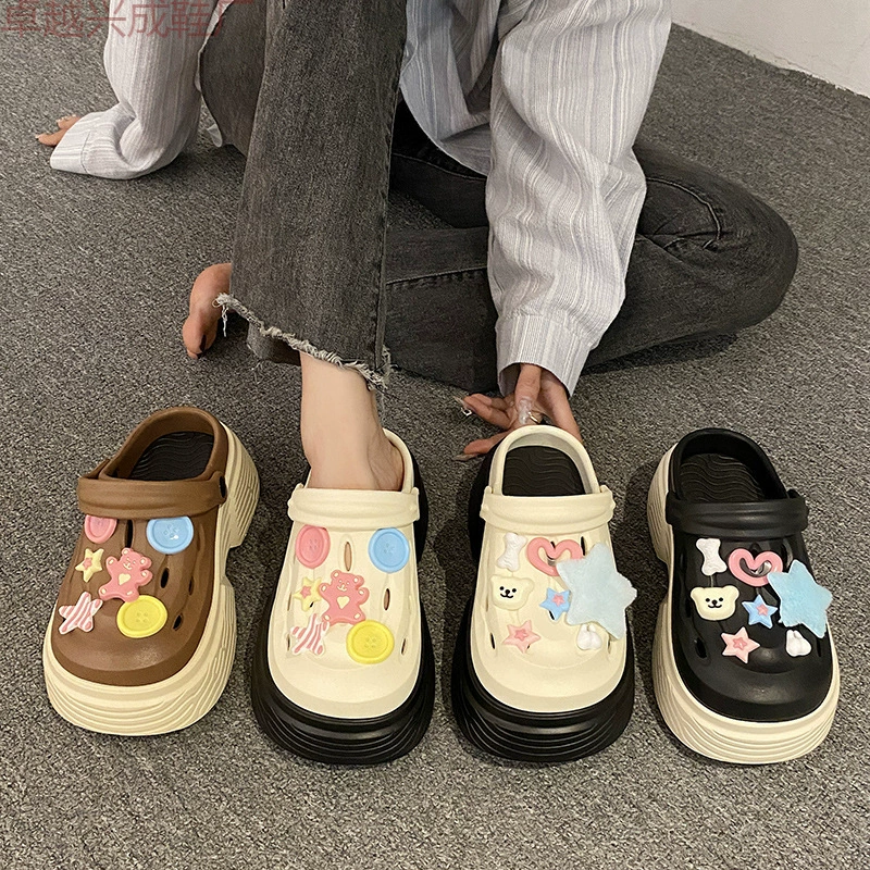 2024 новые летние девочки чувствуют дофаминовые тапочки женщины летом носить модные высокие минималистские туфли