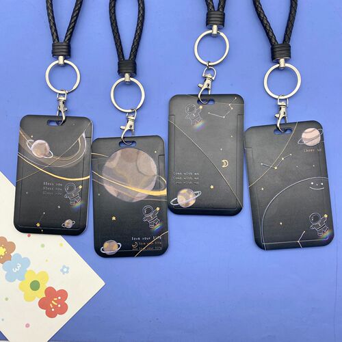 Creative cartoon astronaut student meal card for children and the elderly bus card game school card ID card holder with lanyard