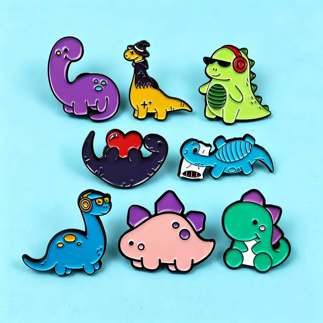 Lindo y lindo broche de dinosaurio pequeño, personalidad, estilo de dibujos animados, accesorios de mochila, accesorios de insignia de aleación de aceite de goteo de alfiler image 1