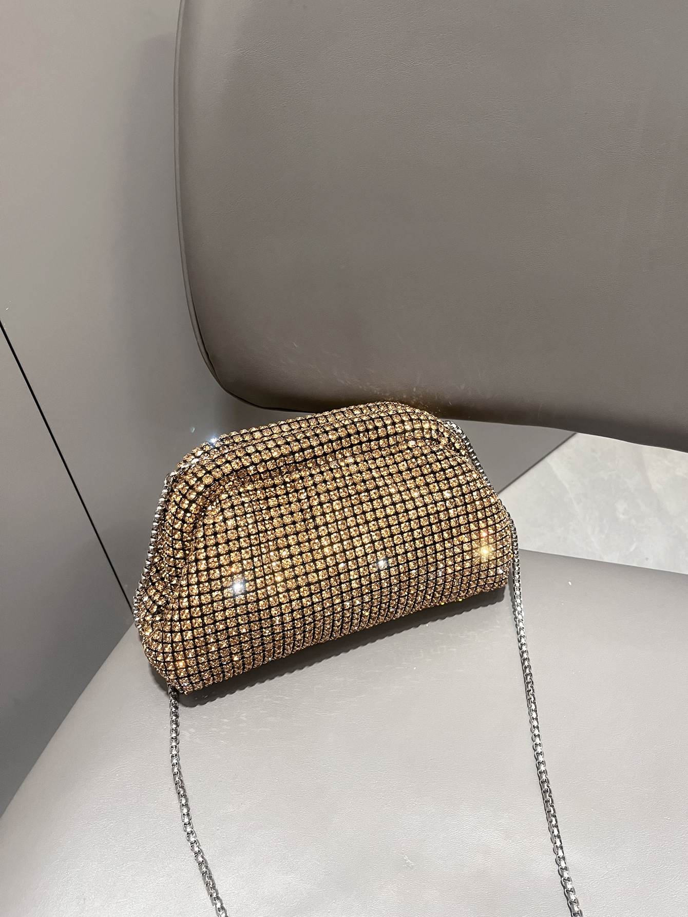 Holiday, Party Occasion Silver Black Gold Rhinestone Solid Color Square Evening Bags