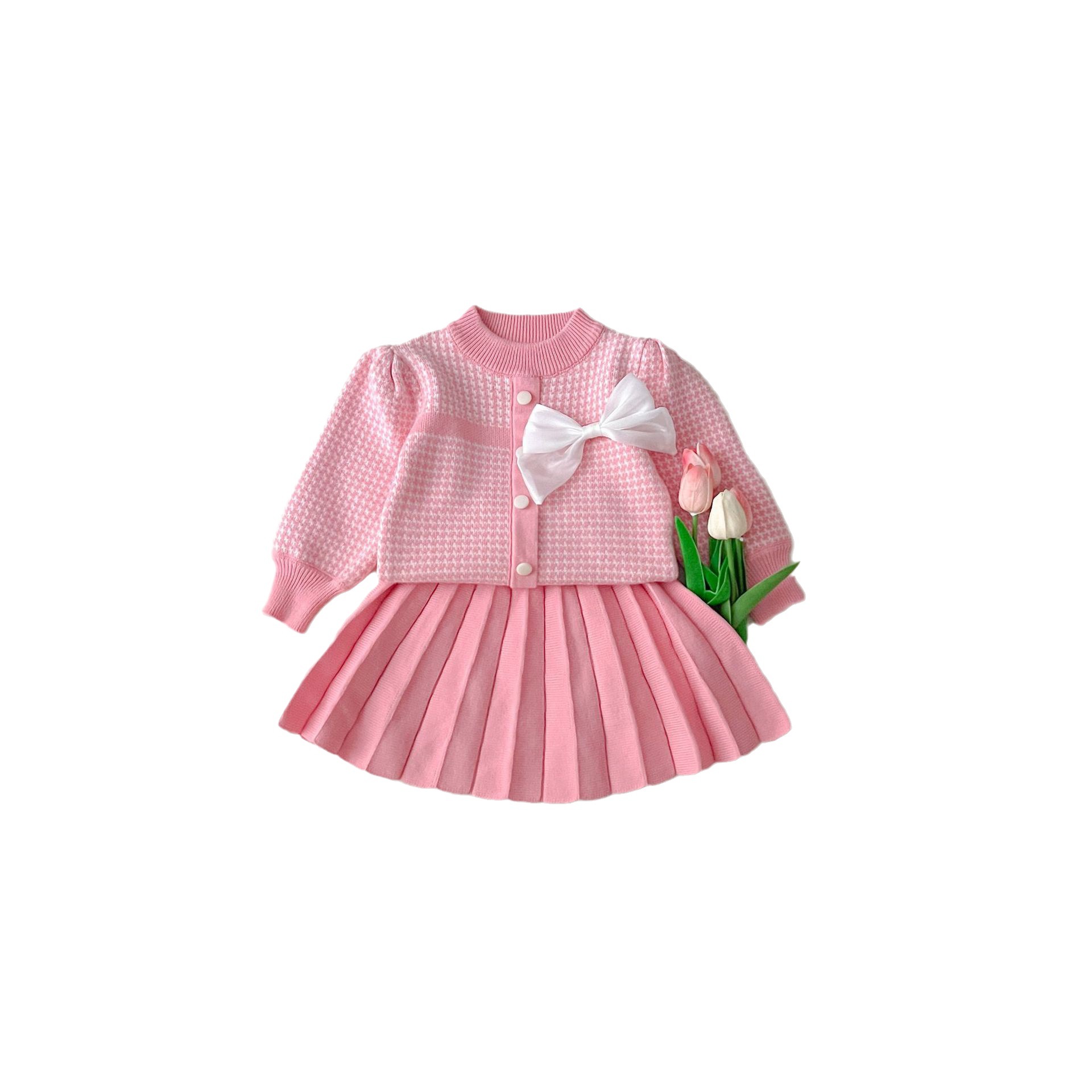 JINYONG 2024 New Autumn and Winter Knitted Girl's Small Fragrant Style Set Skirt_voghion.com