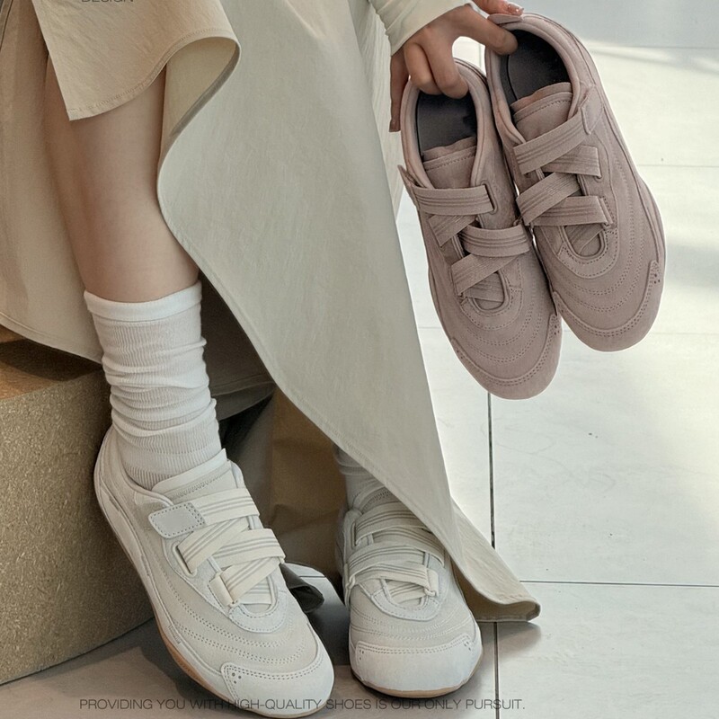 Trendy~2026 New French Retro Style Velcro Ballet Trainers for Women, Versatile Casual Sneakers Trendy~2026 New French Retro Style Velcro Ballet Trainers for Women, Versatile Casual Sneakers