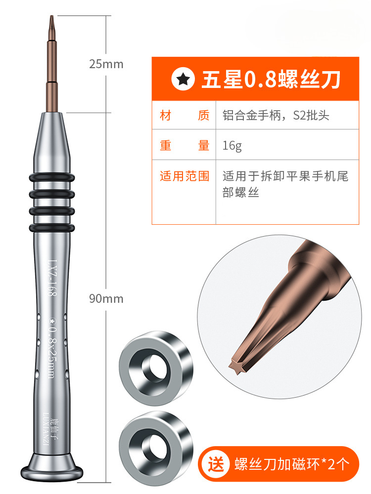 Cinco estrellas 0,8 (quitar la tapa trasera de la manzana) + anillo magnético