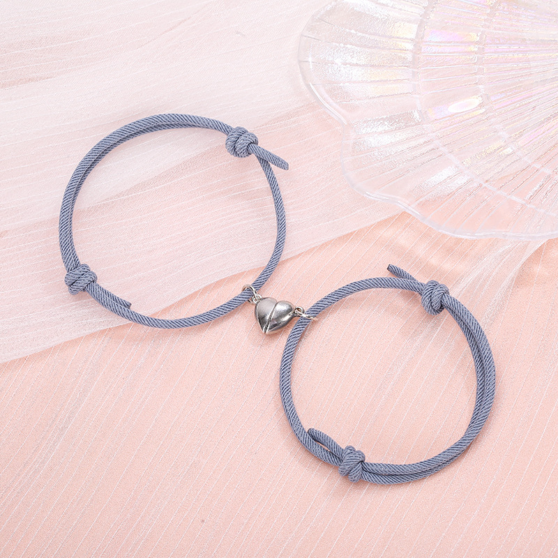 wholesale jewelry simple alloy heart magnet attracting bracelet set Nihaojewelry
