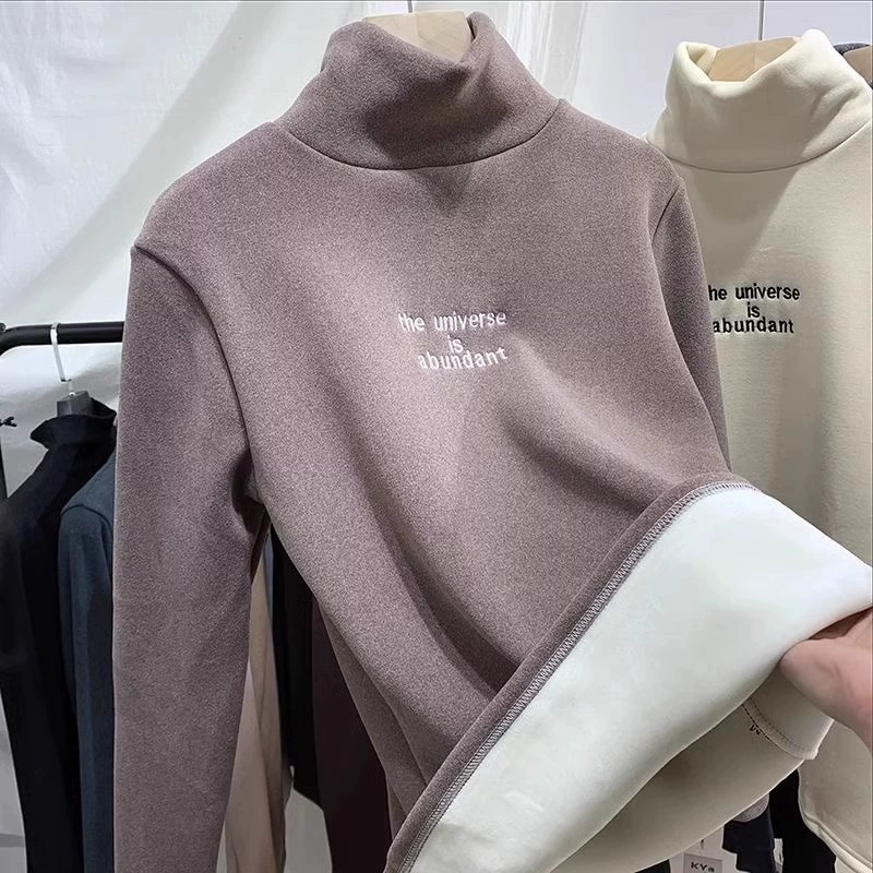 #1*1 Delong действительно толстая футболка с половинным воротником зимой новая корейская версия мужской и женской рубашки с бархатом, чтобы согреться