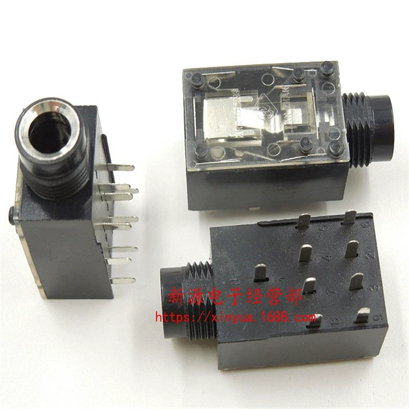 Плоский 9-ножный аудиоразъем с девятью ножками, гнездо усилителя 6,35, гнездо для микрофона, Гнездо 6,35, Белый порт