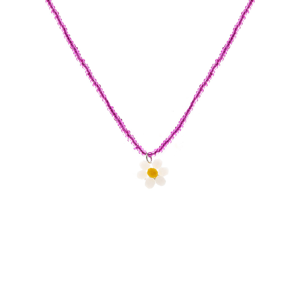 Pendentif Fleur De Perle De Riz De Style Ethnique Transfrontalier Chaîne De Clavicule Bohème Couleur Vibrante Petit Collier Ras De Cou Marguerite display picture 2