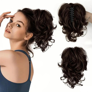 European and American Foreign Trade Amazon Cross-Border Wig Short Curly Hair Can Be Styled with Clip Ponytail Curly Ponytail