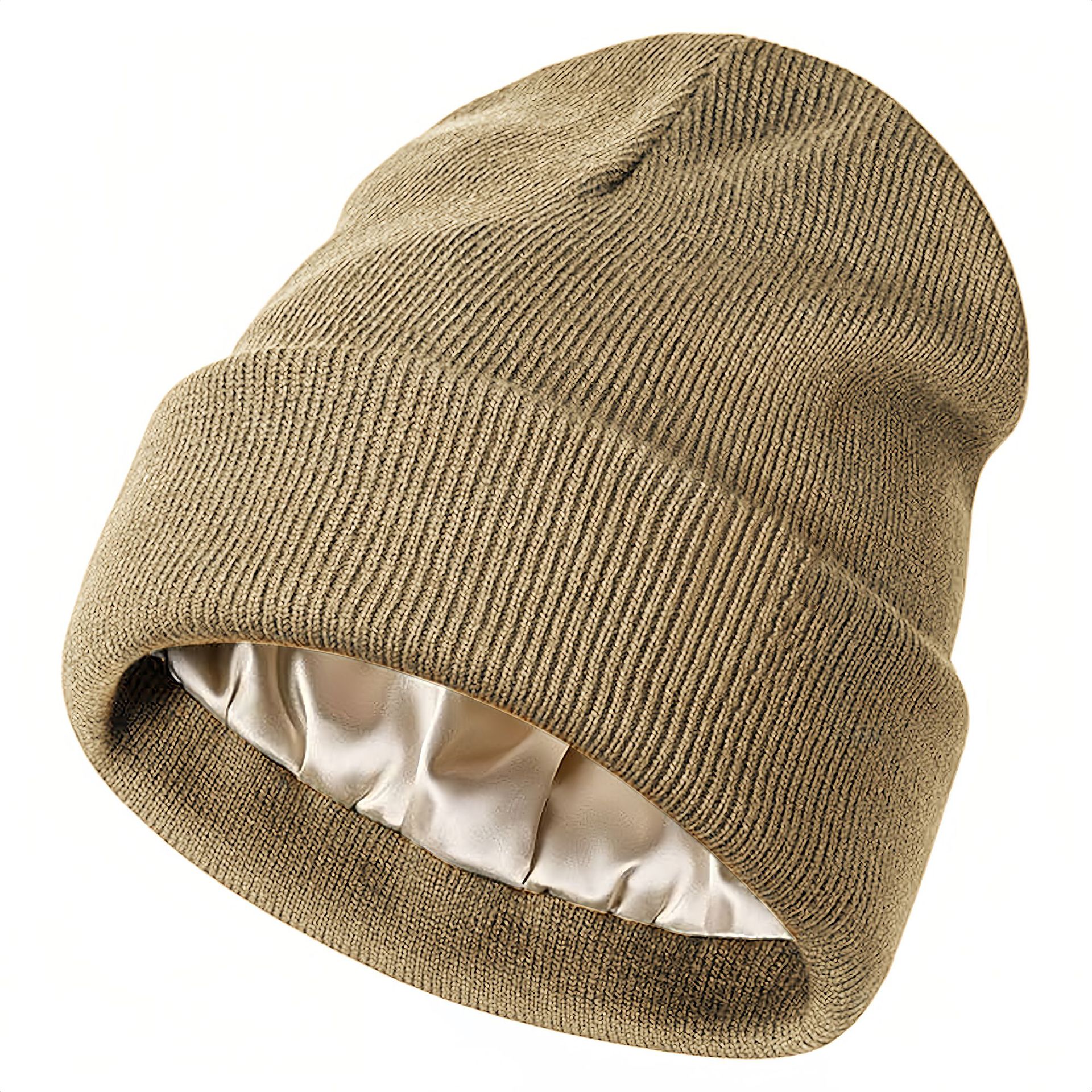 Cappello lavorato a maglia caldo in raso per protezione dei capelli da donna, stile europeo e americano, autunno inverno, nuovo, transfrontaliero_voghion.com