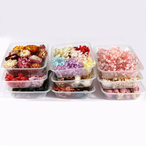 diy material package preserved flower box mixed dried flower candle aromatherapy DIY handmade round fan material package embossed photo frame