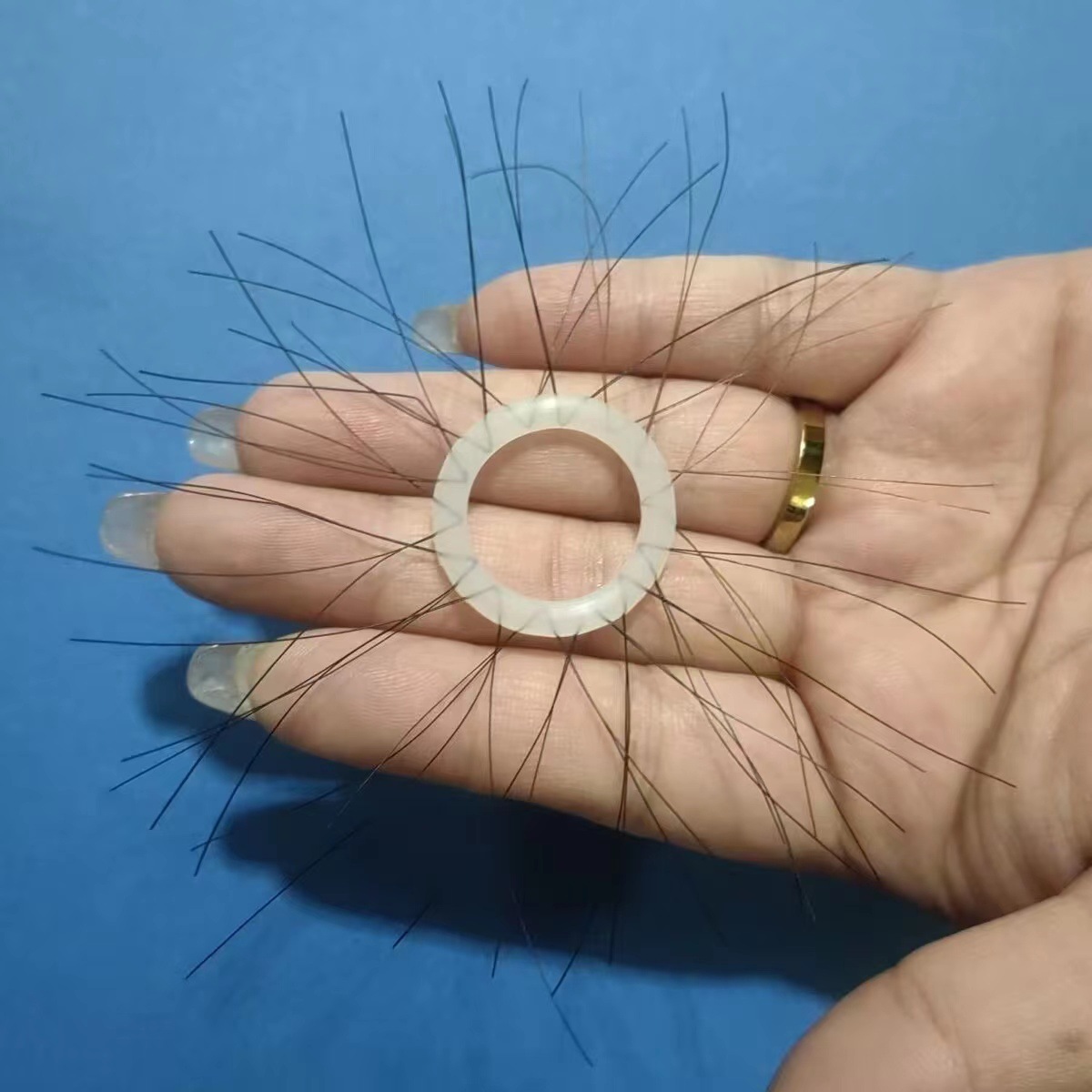 Terry Lock Ring Ponytail Accessory, White Dense Fur, Adult Toy — detail image 7