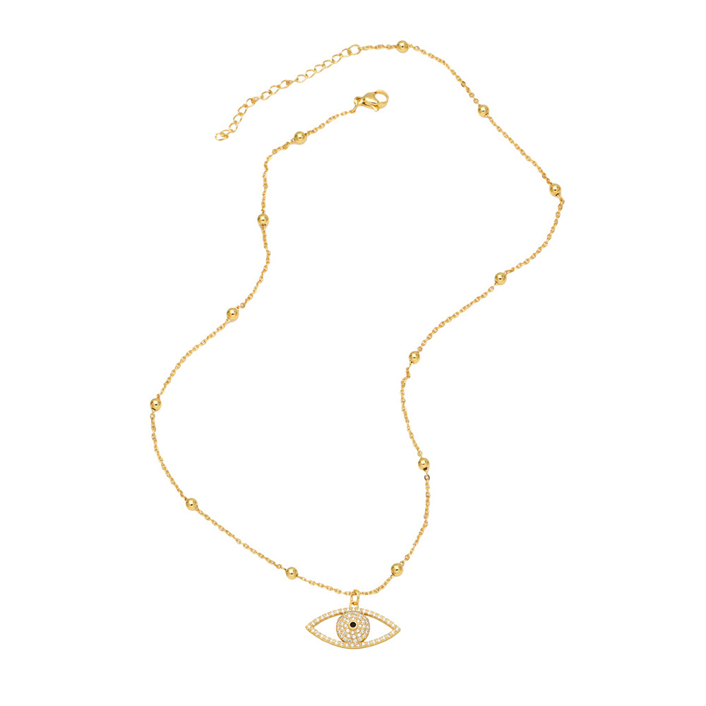 Fashion Eye Copper Inlay Artificial Pearls Zircon Pendant Necklace 1 Piece