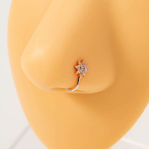 Exaggerated accessories for fashionable men and women, personalized and creative love star nose ring, copper micro-embedded U-shaped nose clip, fake nose ornament