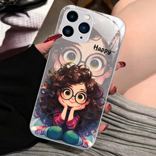 卷发女孩适用苹果16手机壳15卡通14可爱13爆炸头12搞怪Promax趣味