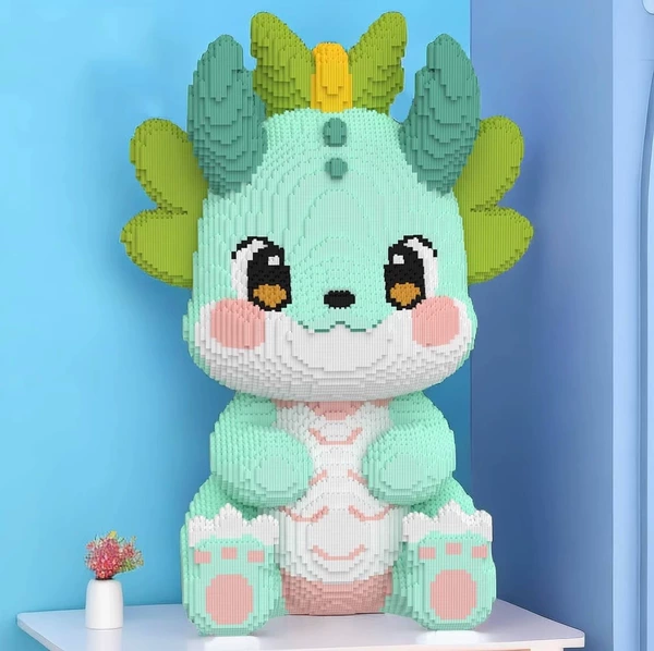 Extra large 50CM baby dragon + free building block hammer