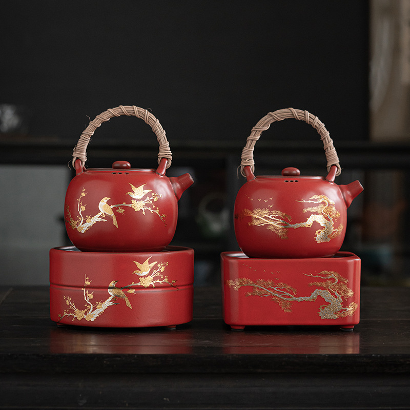 Hawthorn Red Household Electric Ceramic Stove Tea Maker Ceramic Pot Water Kettle White Tea Pu'Er Tea Pot Electric Tea Stove Tea Set