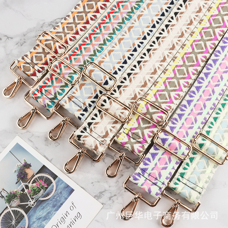 Crossbody single shoulder bag with computer bag camera bag strap ethnic style jacquard wide shoulder strap adjustable shoulder strap